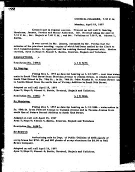 City Council Meeting Minutes, April 15, 1957