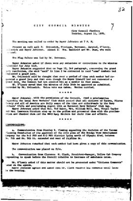 City Council Meeting Minutes, August 11, 1970