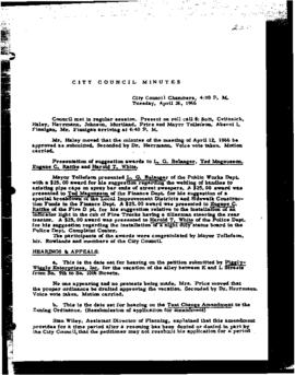 City Council Meeting Minutes, April 26, 1966