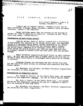 City Council Meeting Minutes, November 9, 1965