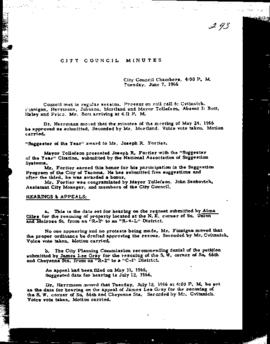 City Council Meeting Minutes, June 7, 1966