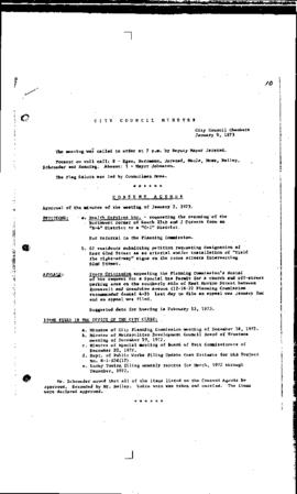 City Council Meeting Minutes, January 9, 1973