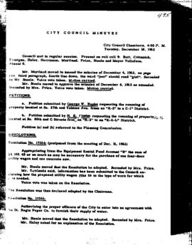 City Council Meeting Minutes, December 18, 1962