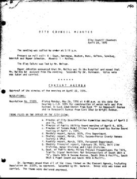 City Council Meeting Minutes, April 29, 1975