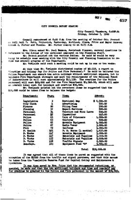 City Council Meeting Minutes, October 7, 1960