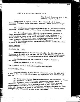 City Council Meeting Minutes, August 14, 1962