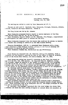 City Council Meeting Minutes, February 25, 1969
