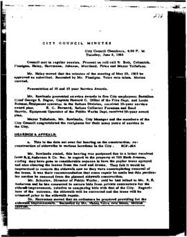 City Council Meeting Minutes, June 8, 1965