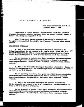 City Council Meeting Minutes, April 7, 1964