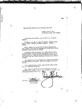 City Council Meeting Minutes, June 21, 1974
