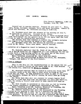 City Council Meeting Minutes, July 18, 1967