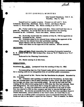 City Council Meeting Minutes, May 31, 1961