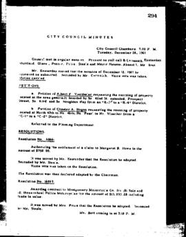 City Council Meeting Minutes, December 26, 1961