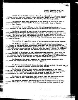 City Council Meeting Minutes, February 2, 1959