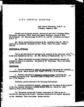 City Council Meeting Minutes, August 6, 1963
