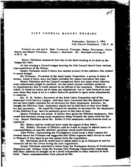 City Council Meeting Minutes, October 3, 1962