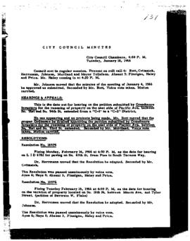 City Council Meeting Minutes, January 18, 1966
