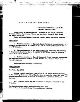 City Council Meeting Minutes (2 of 2), August 4, 1964