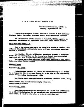 City Council Meeting Minutes, September 10, 1963