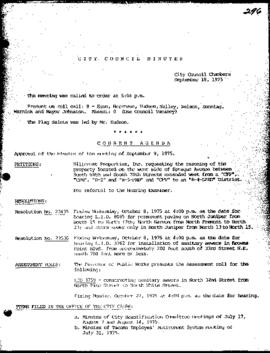 City Council Meeting Minutes, September 18, 1975