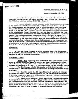 City Council Meeting Minutes, September 30, 1957