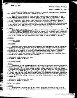 City Council Meeting Minutes, November 22, 1954