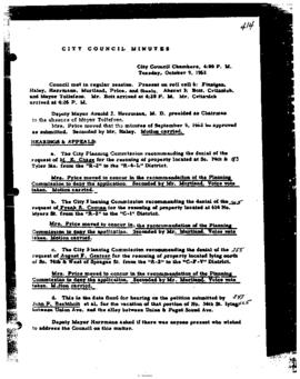 City Council Meeting Minutes, October 9, 1962