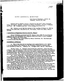 City Council Meeting Minutes, January 25, 1966
