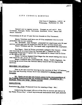 City Council Meeting Minutes, September 12, 1962
