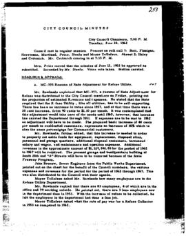 City Council Meeting Minutes, June 26, 1962