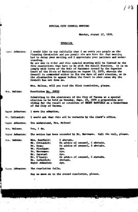 City Council Meeting Minutes, August 17, 1970