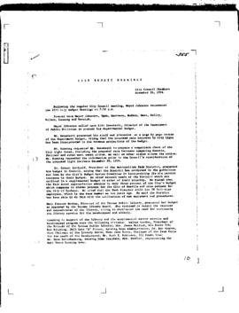 City Council Meeting Minutes, Budget, November 26, 1974