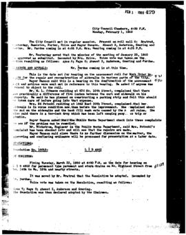 City Council Meeting Minutes, February 1, 1960