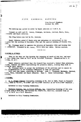 City Council Meeting Minutes, October 20, 1970