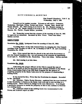 City Council Meeting Minutes, July 5, 1961