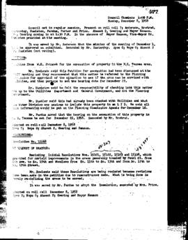 City Council Meeting Minutes, December 8, 1958
