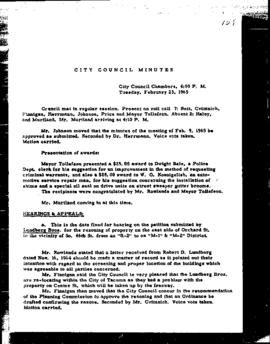 City Council Meeting Minutes, February 23, 1965