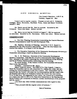 City Council Meeting Minutes, August 20, 1963
