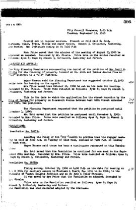 City Council Meeting Minutes, September 13, 1960