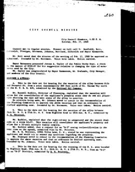 City Council Meeting Minutes, February 27, 1968