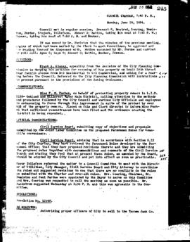 City Council Meeting Minutes, June 28, 1954
