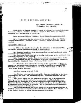 City Council Meeting Minutes, November 9, 1966
