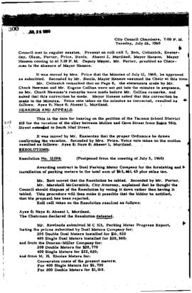 City Council Meeting Minutes, July 26, 1960