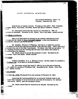City Council Meeting Minutes, February 26, 1963