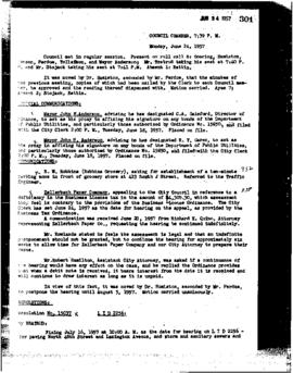 City Council Meeting Minutes, June 24, 1957