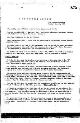 City Council Meeting Minutes, June 3, 1969
