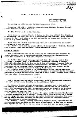 City Council Meeting Minutes, December 9, 1969
