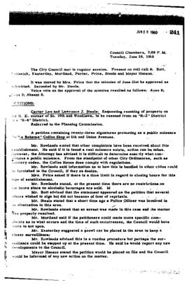 City Council Meeting Minutes, June 28, 1960