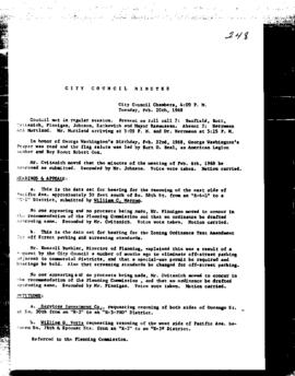 City Council Meeting Minutes, February 20, 1968