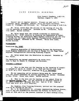 City Council Meeting Minutes, August 3, 1965
